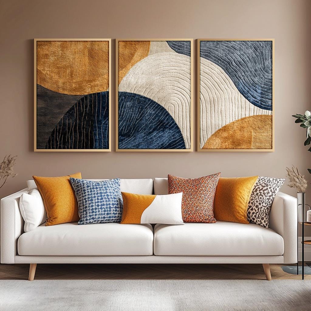 Abstract Canvas Set - Lot de 3 tableaux sur toile
