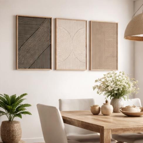 Abstract Canvas Set - Lot de 3 tableaux muraux triptyques
