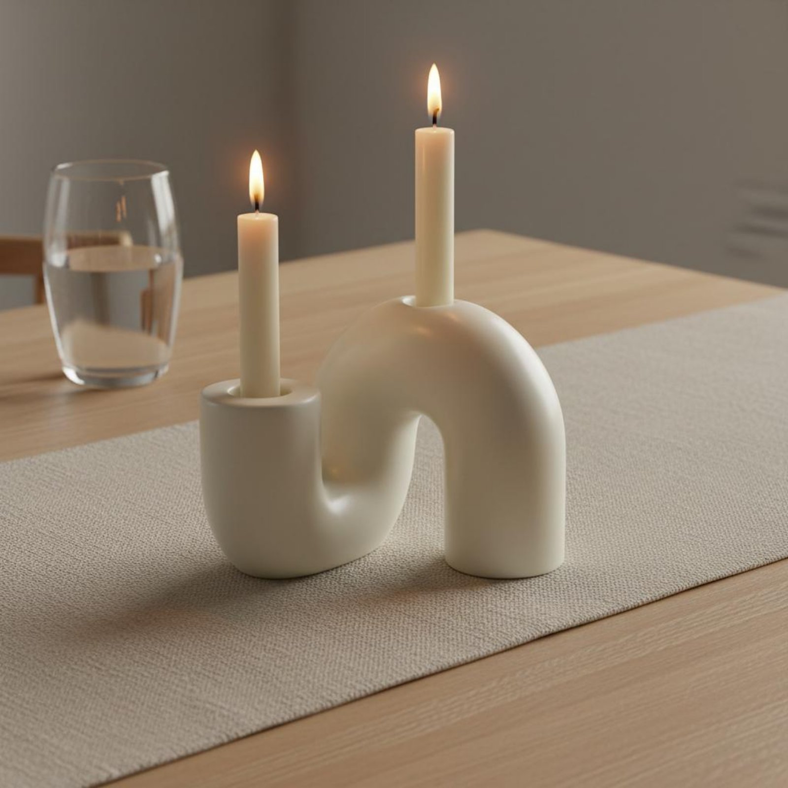 Candle Holder Decor - Support de bougie en céramique ondulé