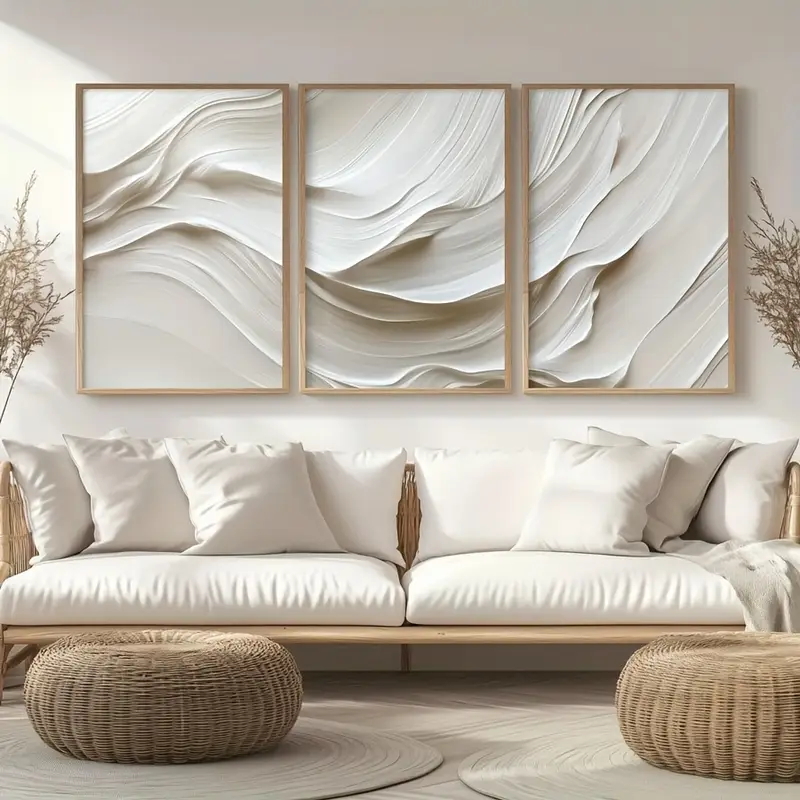 Abstract Canvas Set - Art mural Simple Beige neutre 3