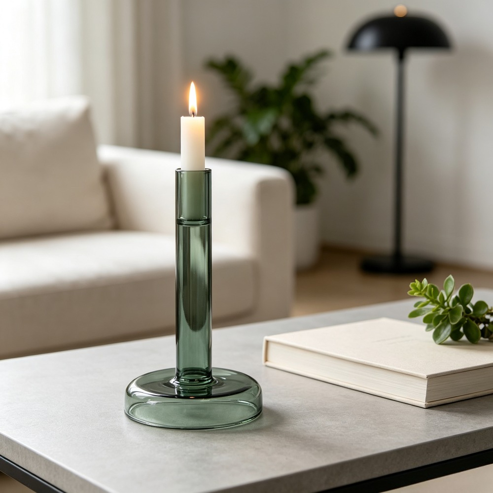 Candle Holder Decor - Bougeoir en verre droit de style