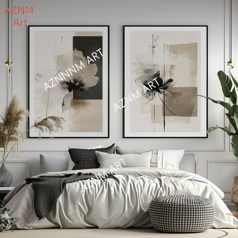 Abstract Canvas Set - Ensemble d'impression d'art floral minimaliste, 1/2
