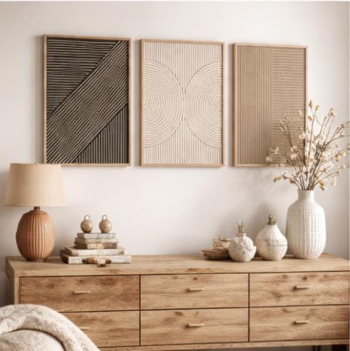 Lot de 3 tableaux muraux tript - Abstract Canvas Set avis et prix