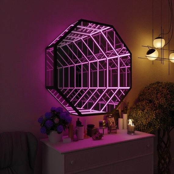 Miroir infini octogonal 3D, tu - Decorative Mirror avis et prix